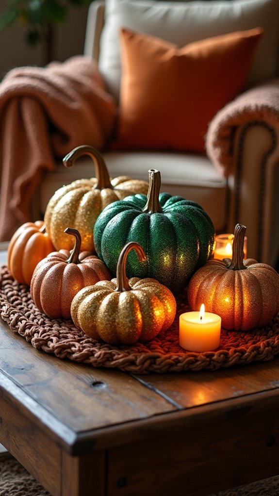 glittery autumn pumpkin decor