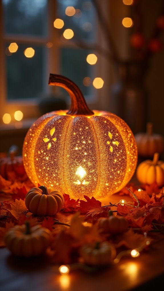 glittery gold halloween decor