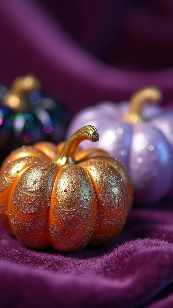 glittery mini pumpkin decor