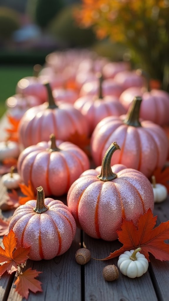 glittery pink pumpkin decor