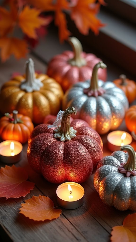 glittery pumpkins for autumn