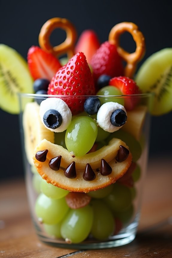 goblin themed fruit snack cups