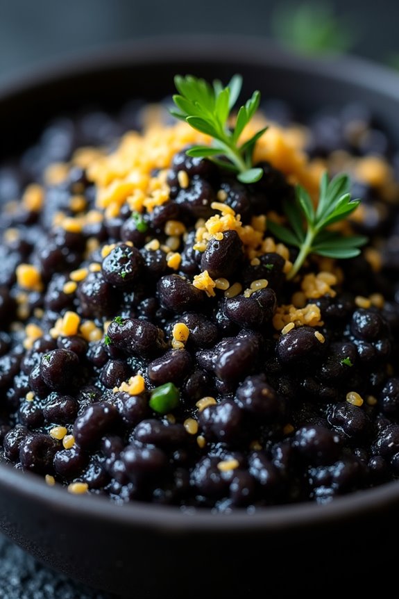 halloween black rice risotto
