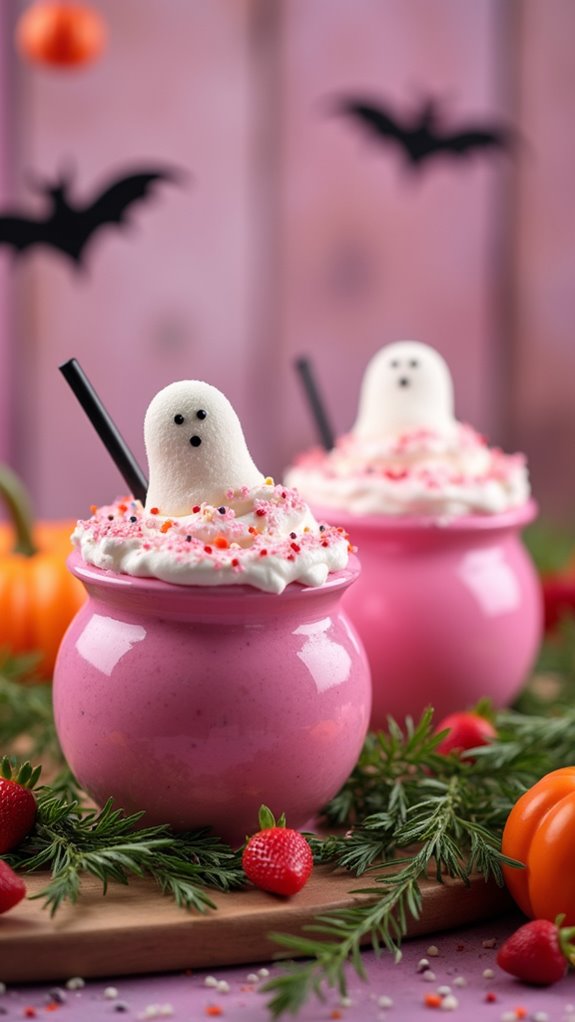 halloween strawberry milkshake cauldrons