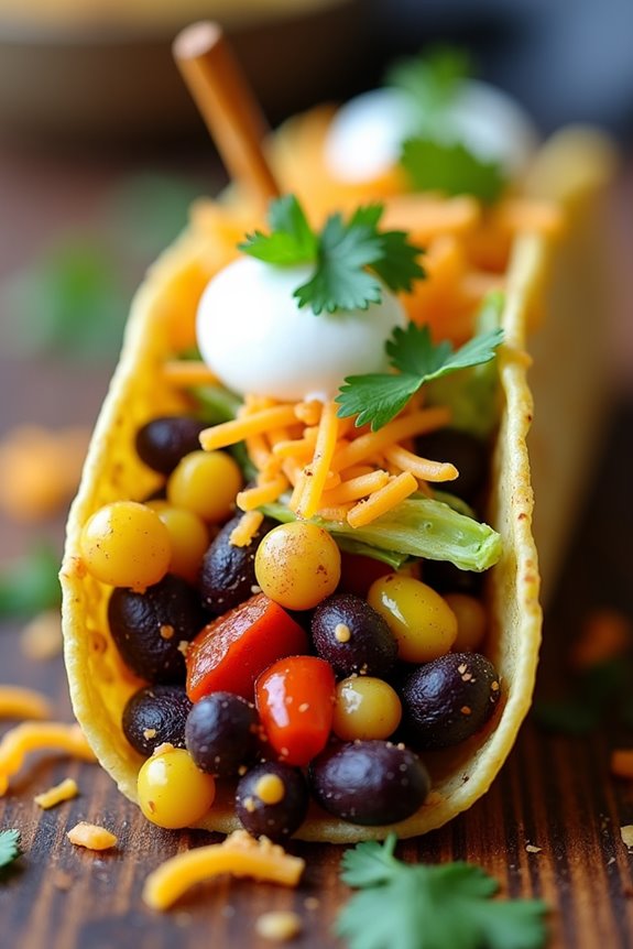 halloween themed black bean tacos