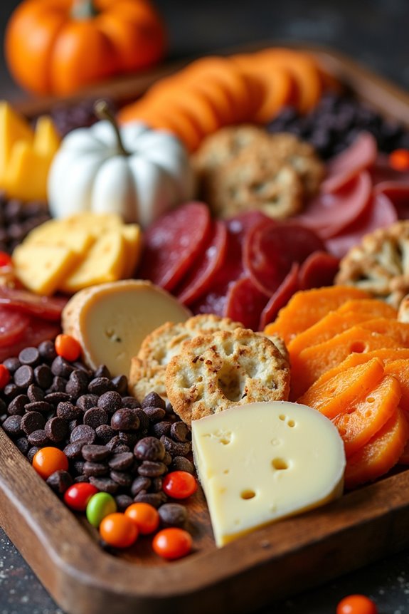halloween themed charcuterie board assembly