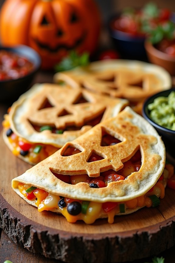 halloween themed cheesy quesadillas