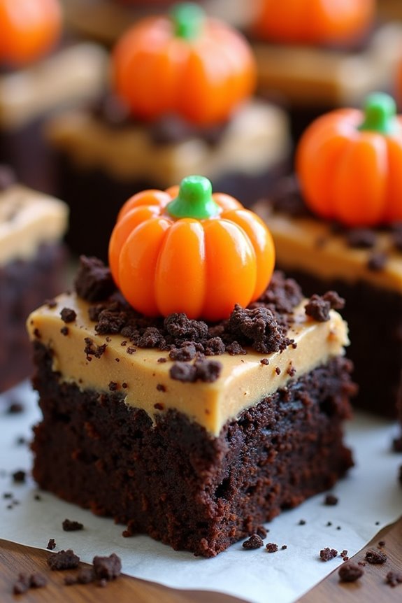 halloween themed pumpkin brownies