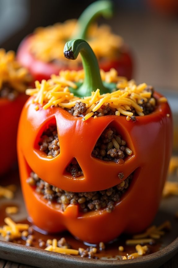 halloween themed stuffed peppers