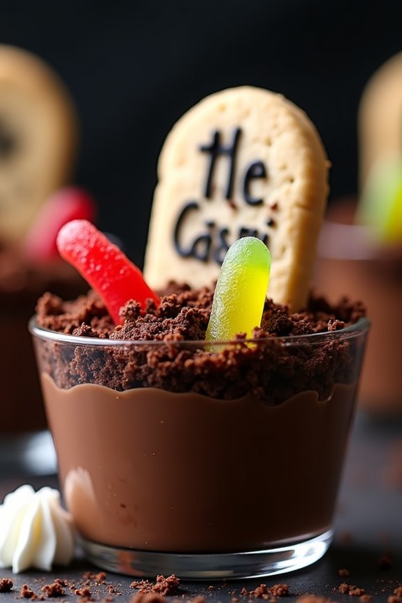 haunted graveyard pudding cups