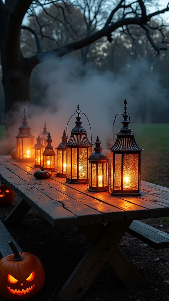 haunted table with lanterns