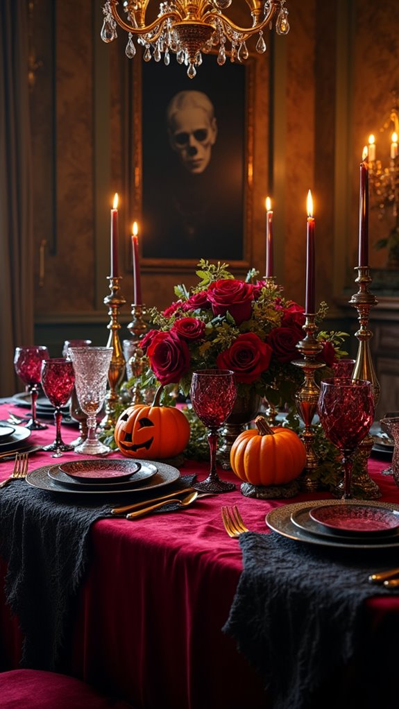 haunting gothic halloween tablescape