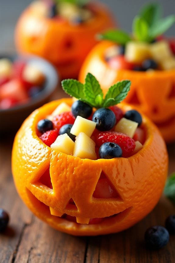 healthy halloween fruit bowls