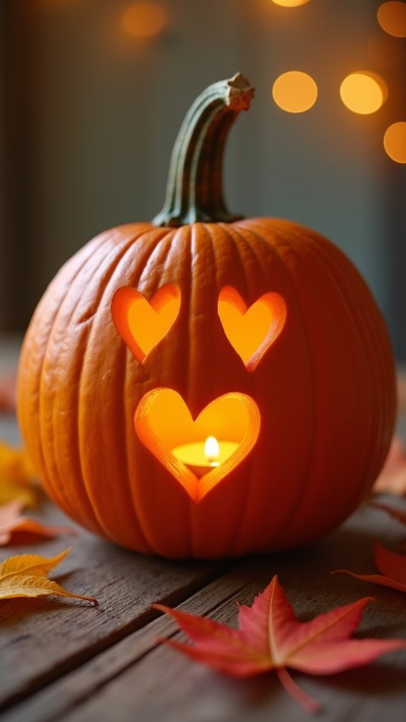 heart eyed pumpkin design