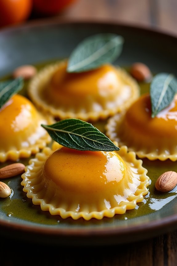 homemade pumpkin ricotta ravioli