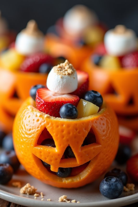 jack o lantern fruit cups
