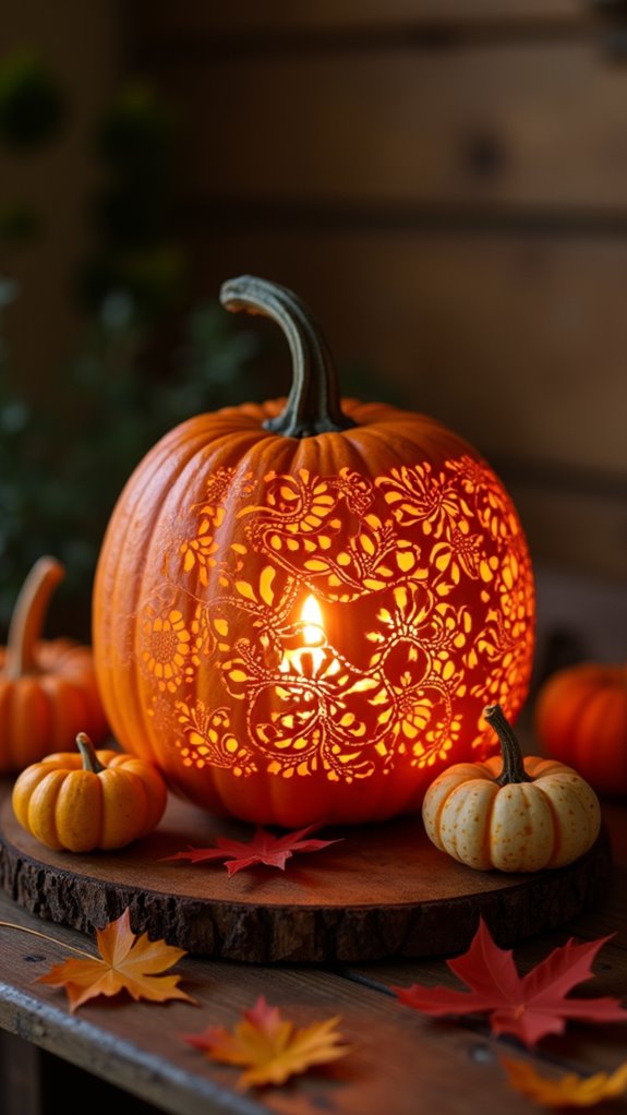 lace inspired pumpkin carving artistry
