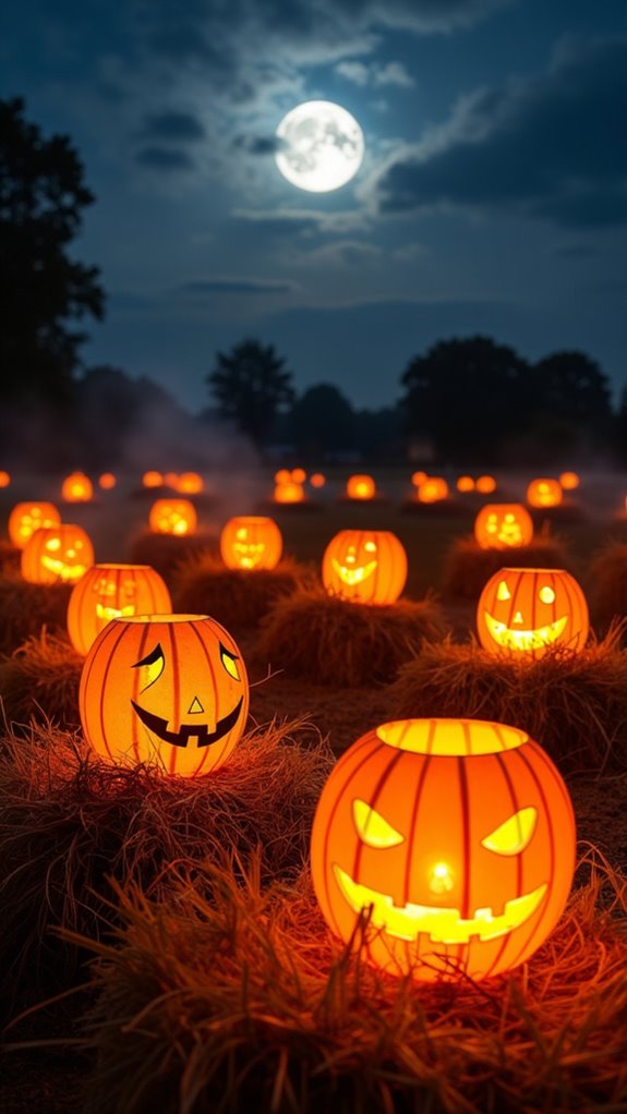 lanterns among hay bales