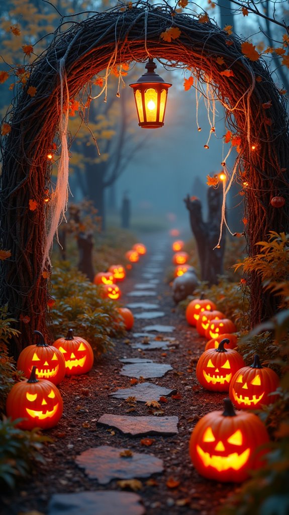 lanterns illuminate halloween pathway