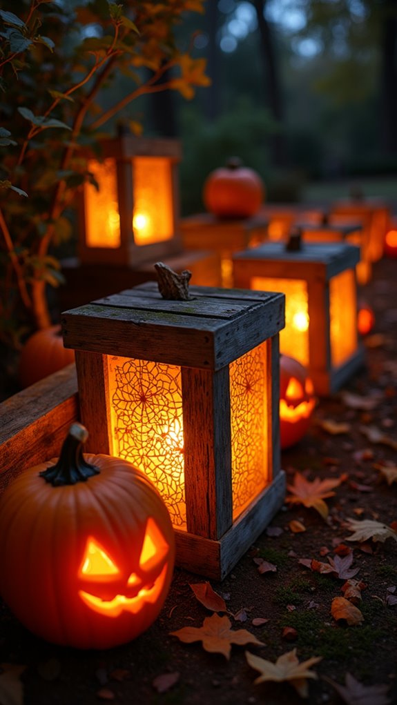 lanterns in vintage crates