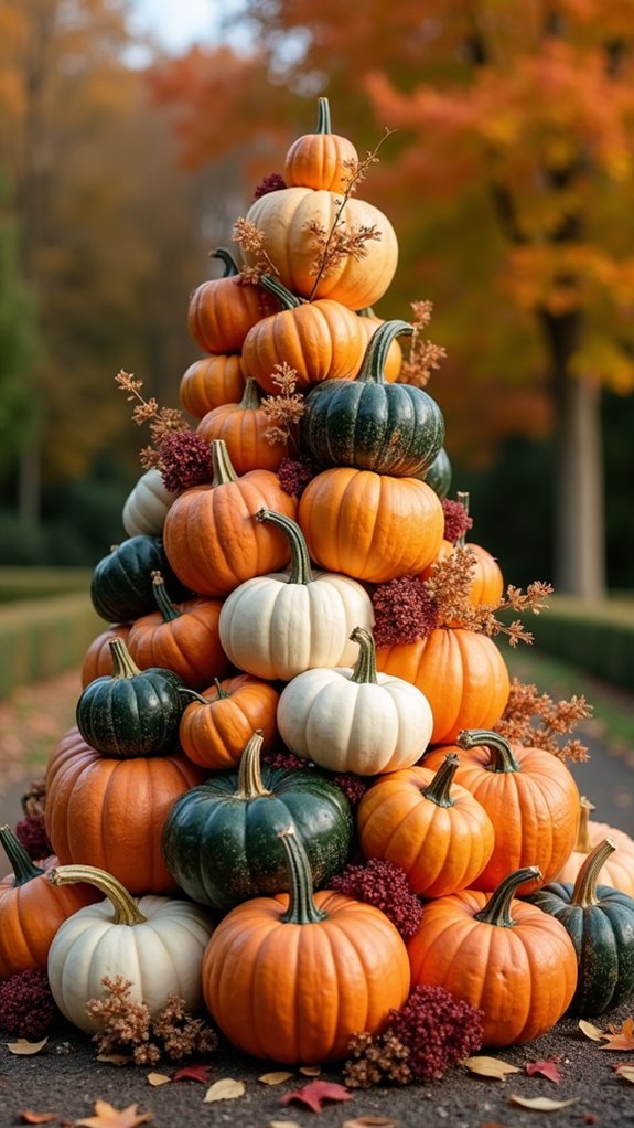 layered pumpkin floral centerpiece