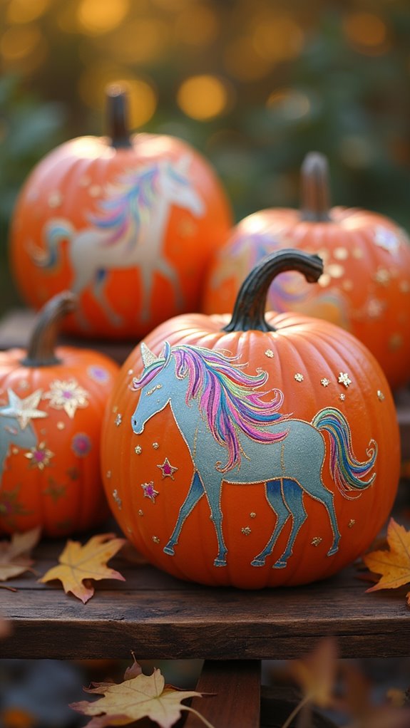 magical unicorn pumpkin painting