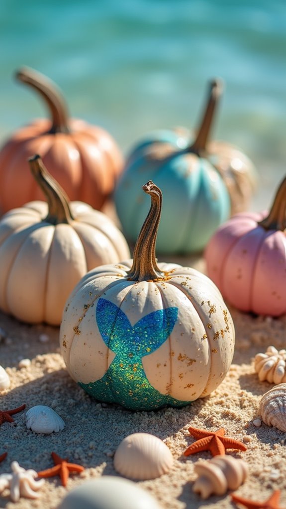 mermaid themed pumpkin painting