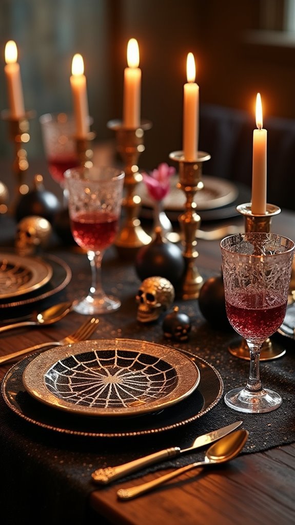 metallic halloween table decor