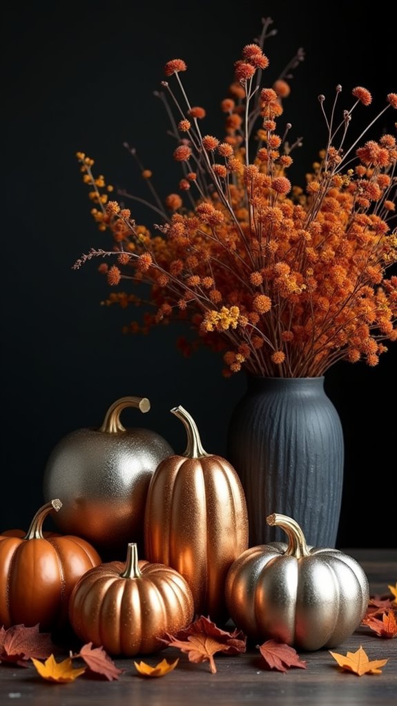metallic pumpkin decor accents