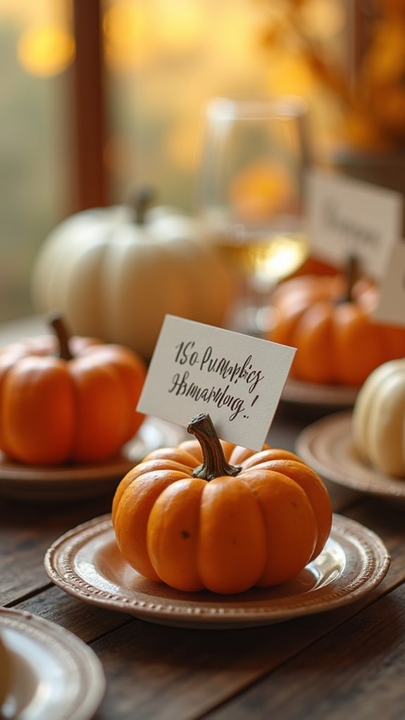 mini pumpkins as placeholders