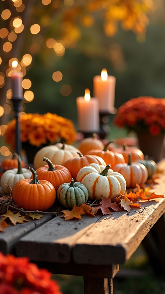 mini pumpkins enhance decor