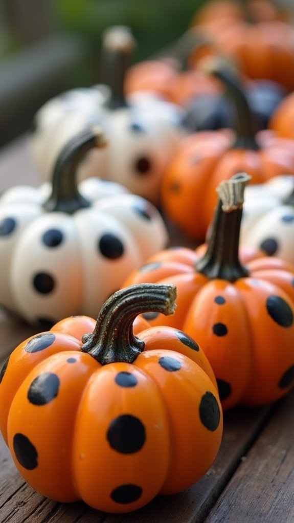 mini pumpkins with polka dots