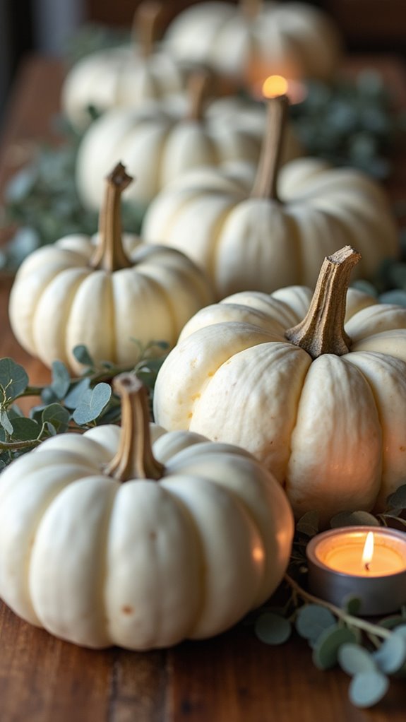 monochromatic pumpkin centerpiece elegance