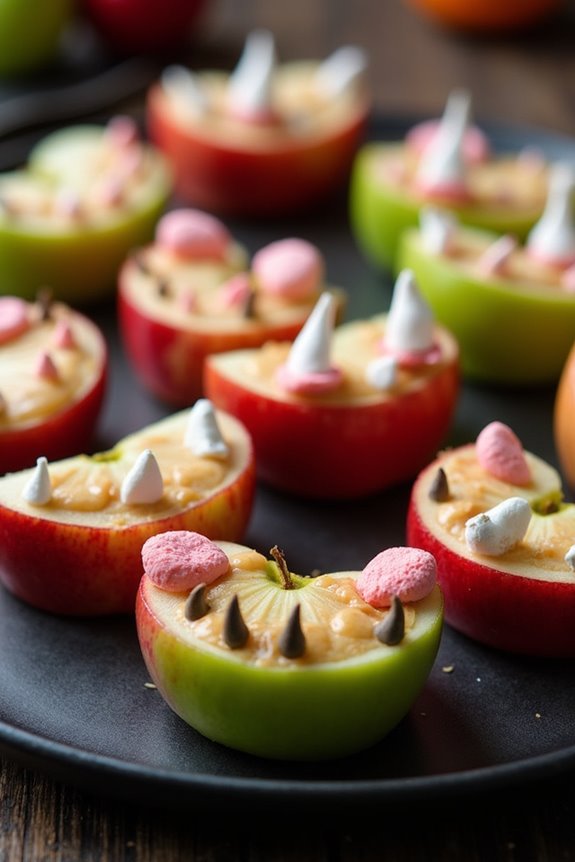 monster themed apple snacks