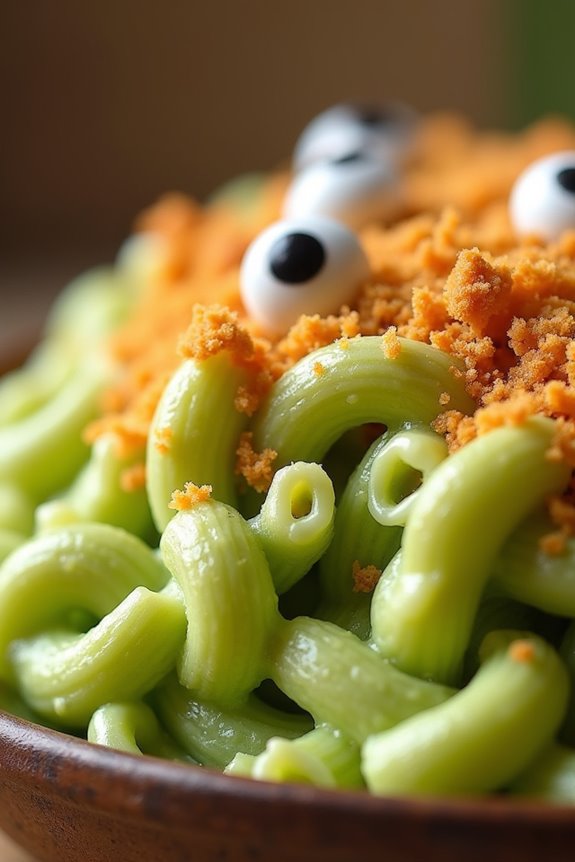 monster themed macaroni delight