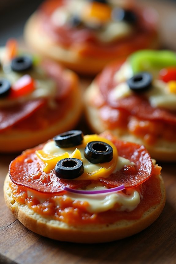monster themed mini pizzas