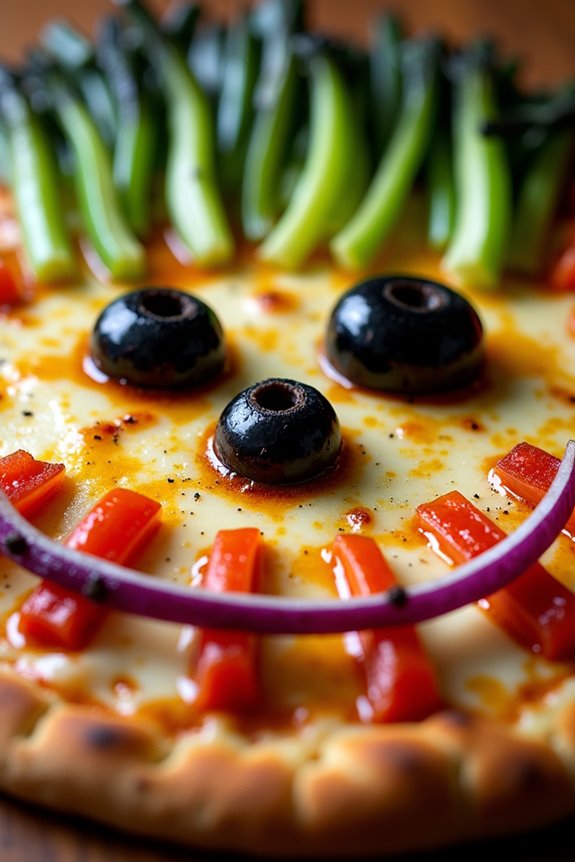 monstrous halloween veggie pizza
