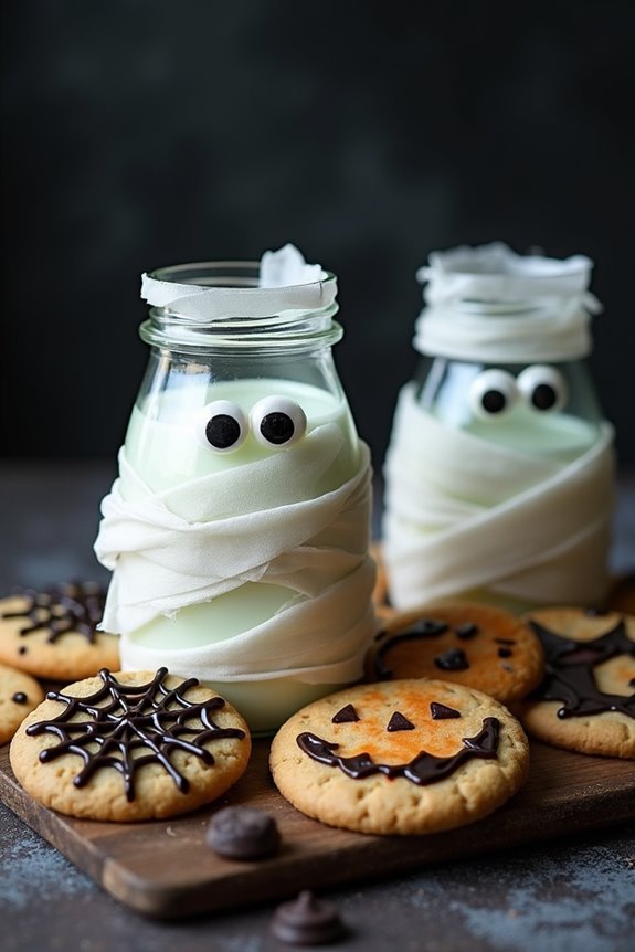 mummy themed milk and cookies