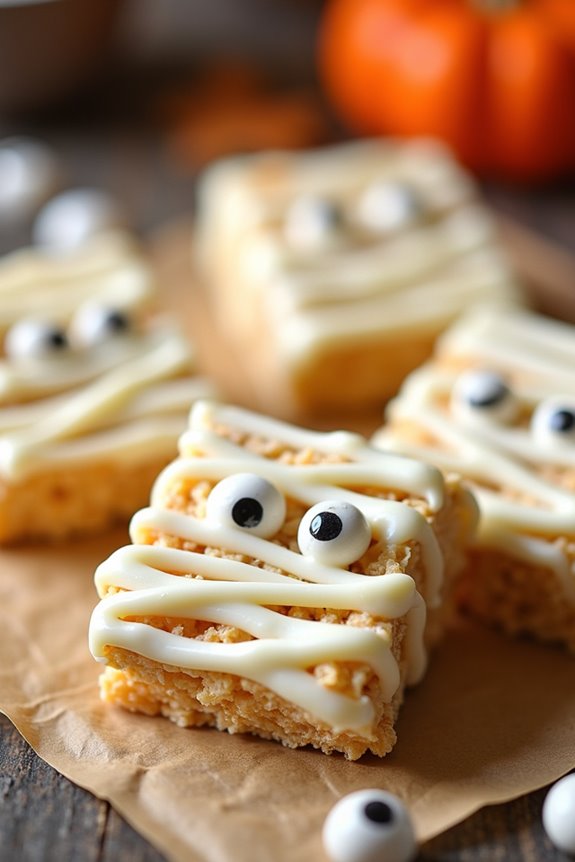 mummy themed rice krispie treats