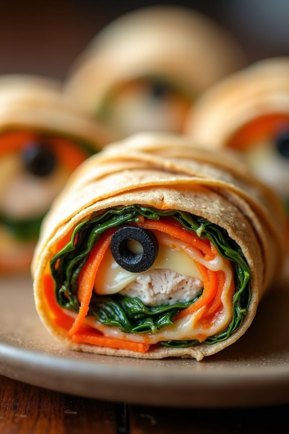 mummy themed turkey roll ups