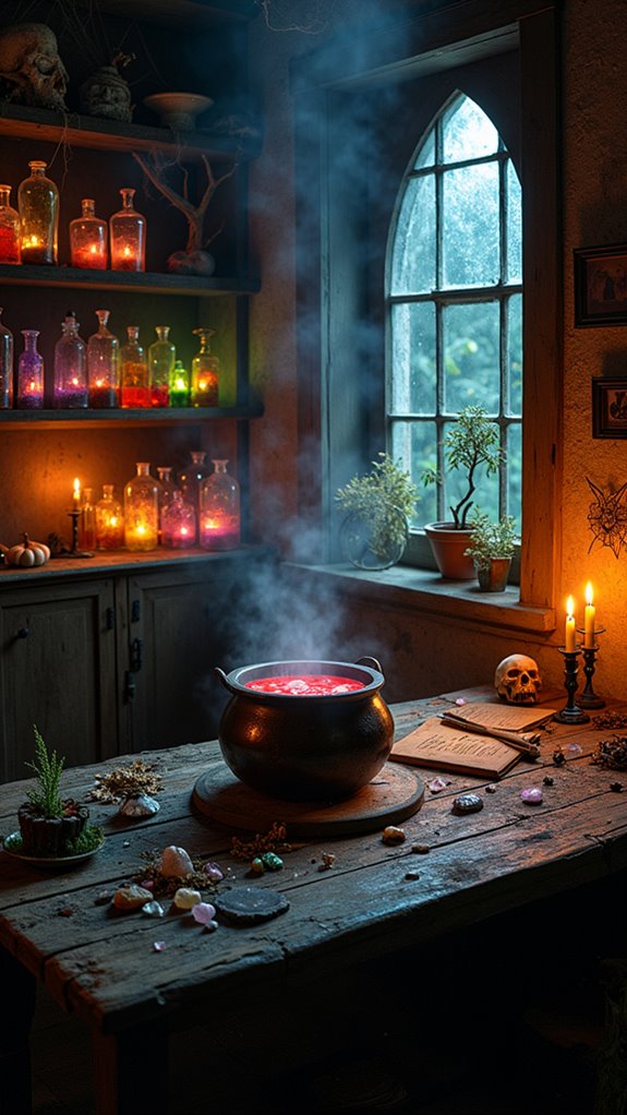 mysterious colorful potion displays