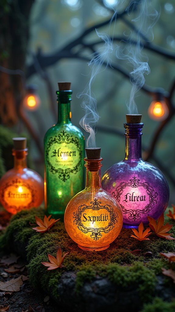 mysterious potion bottles display
