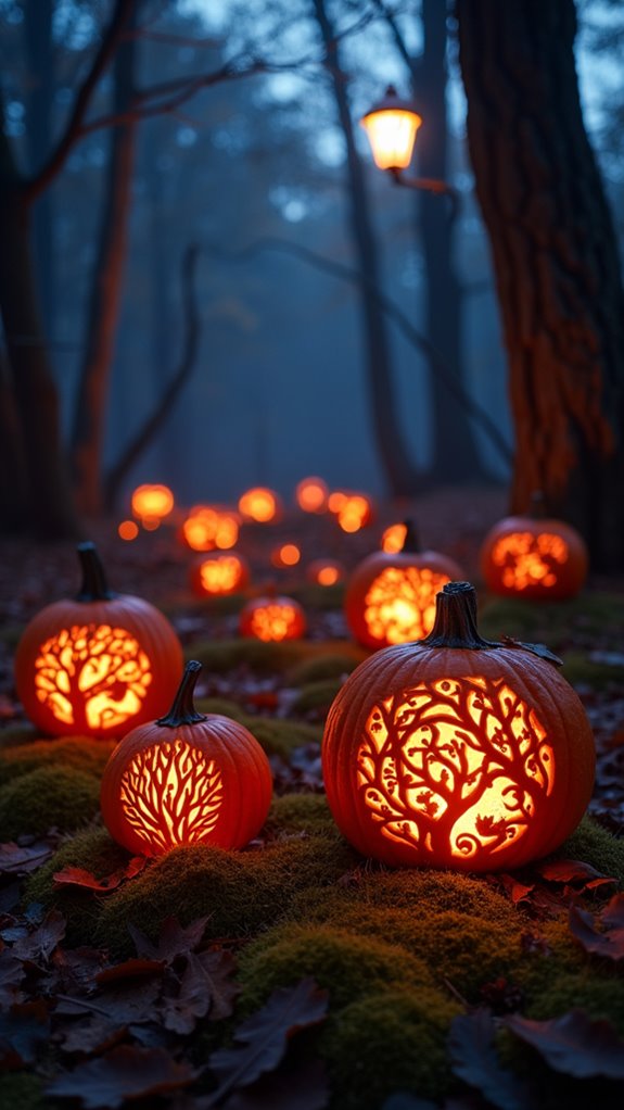 nature inspired pumpkin carvings