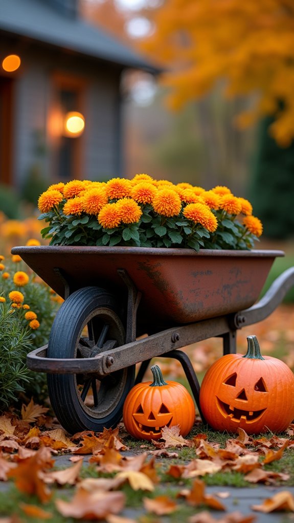 old wheelbarrow halloween display
