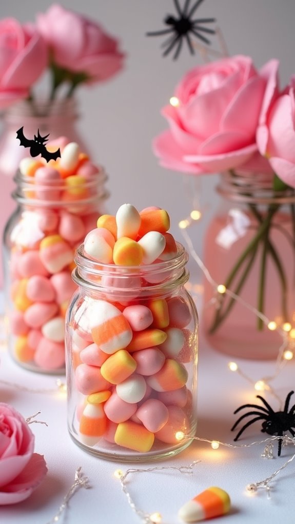 pink candy corn centerpieces