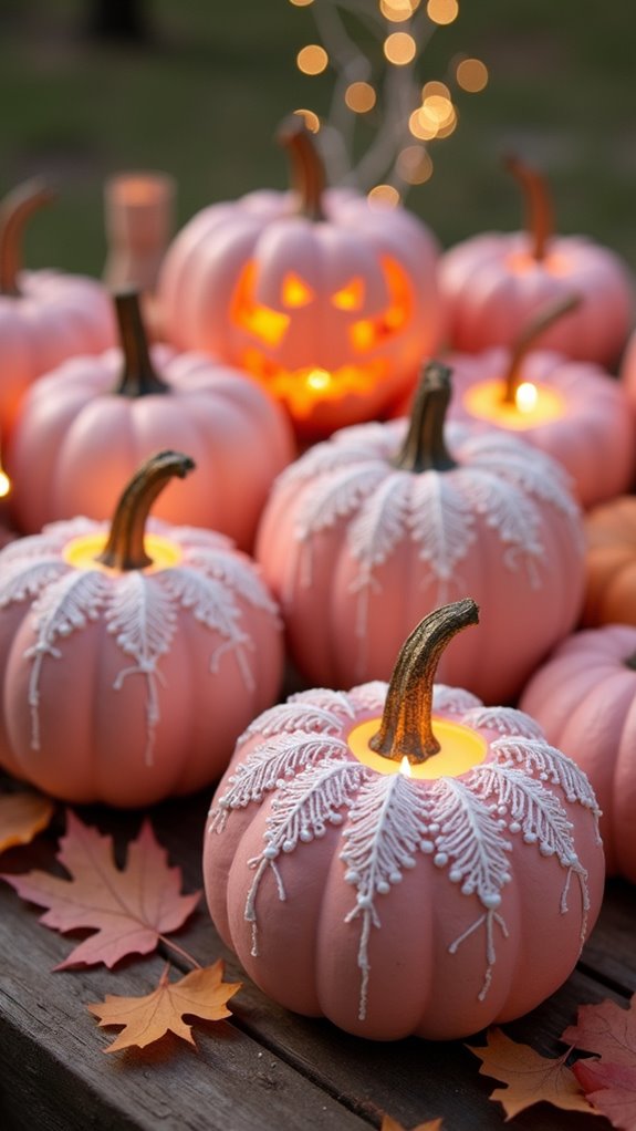 pink pumpkin candle holders