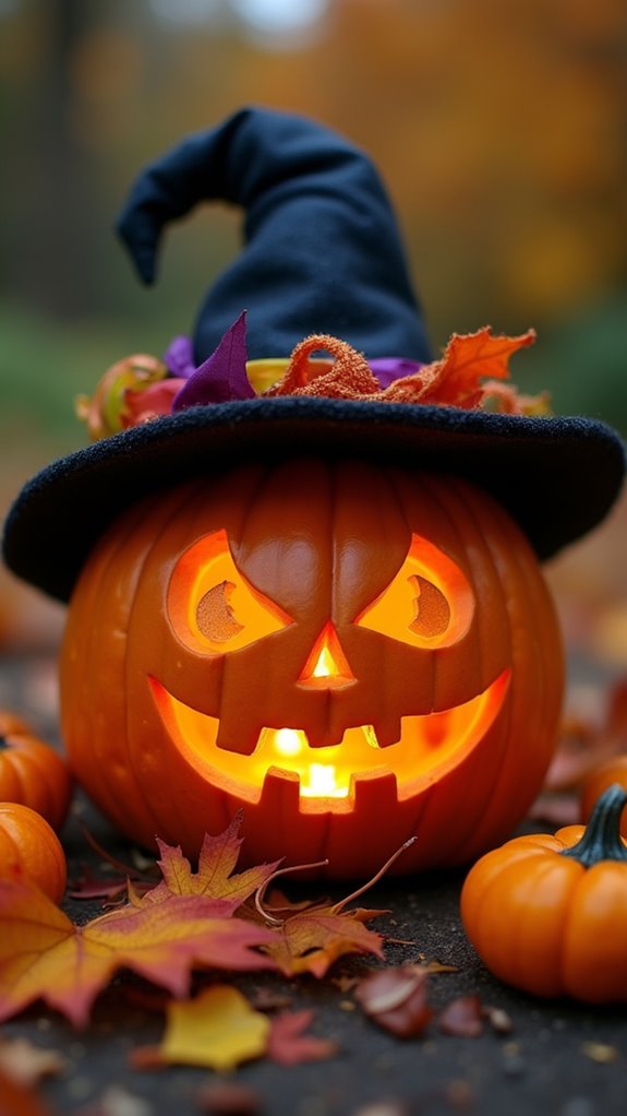 playful carved witch pumpkin
