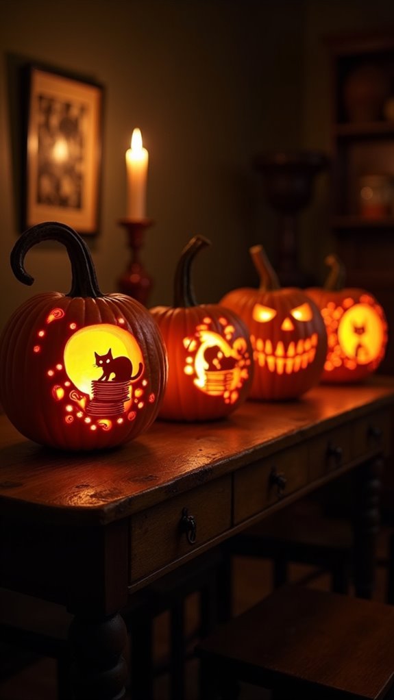 playful cat jack o lantern design