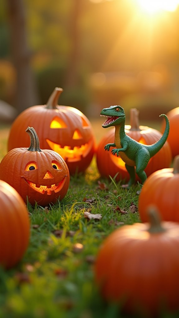 playful dinosaur jack o lantern decoration
