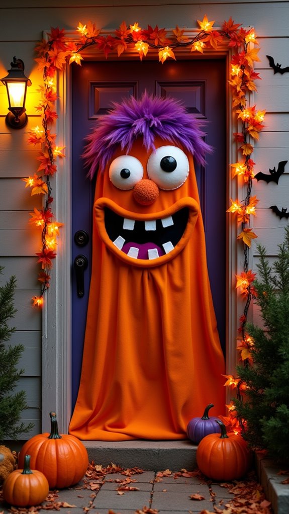 playful halloween door decor